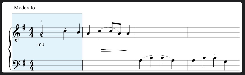 Sight Reading Studio β sample grand-staff piece with dynamics and phrasing